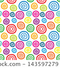 Colorful seamless hand-drawn concentric circles pattern 143597279