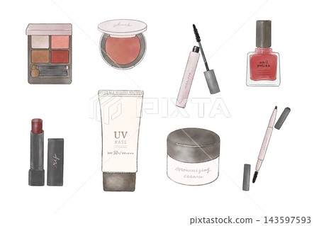 Cosmetics and Makeup Illustration Set Cosmetics and Makeup Illustration Set 143597593