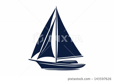 Navy Blue Sailboat Silhouette Vector Illustration Navy Blue Sailboat Silhouette Vector Illustration 143597626