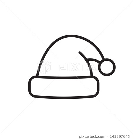Simple black and white line icon of Santa Claus hat for Christmas and holiday design. Simple black and white line icon of Santa Claus hat for Christmas and holiday design. 143597645