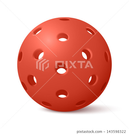 Pickleball Ball Vector Illustration. 3d Red Pickleball Ball Illustration. Plastic Sports Ball with Holes for Game, Training, Court Sport, Recreation, Equipment Design Pickleball Ball Vector Illustration. 3d Red Pickleball Ball Illustration. Plastic Sports Ball with Holes for Game, Training, Court Sport, Recreation, Equipment Design 143598322