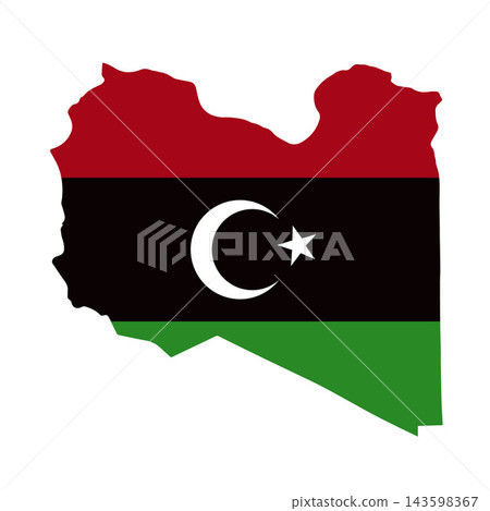 Vector isolated illustration of Libya map and flag. 143598367