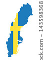 Vector isolated illustration of Sweden map and flag. 143598368