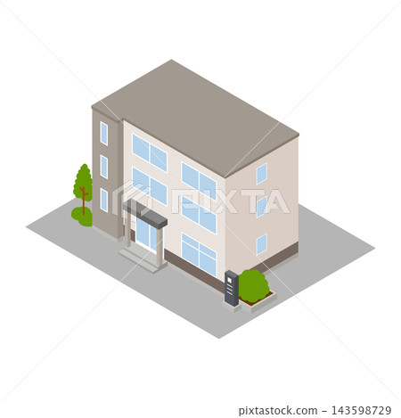 Isometric illustration of a three-story building. Isometric illustration of a three-story building. 143598729