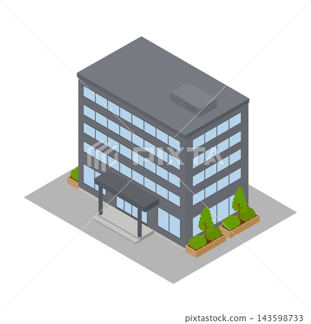 Isometric illustration of a five-story black office building Isometric illustration of a five-story black office building 143598733