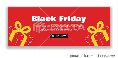 Social Media Cover for Black Friday Sale Flat Cartoon Background 143598866