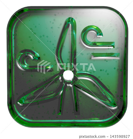 3D jelly-style wind turbine and windmill icon pictogram - green 3D jelly-style wind turbine and windmill icon pictogram - green 143598927