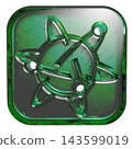 3D jelly-like icon pictogram of nuclear fusion energy and atomic structure - green 143599019