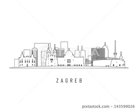 Detailed Zagreb skyline vector illustration. Detailed Zagreb skyline vector illustration. 143599026