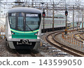 A Tokyo Metro Chiyoda Line 16000 series train (local train bound for Seijogakuenmae) entering Kanamachi Station on the Joban Line. 143599050
