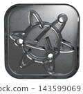 3D jelly-like icon pictogram of nuclear fusion energy and atomic structure - gray 143599069