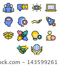 Business Icon Set - Colored Outline 143599261