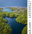 An abandoned resort in Cancun blend into the turquoise Caribbean Sea and Cenote 143599527