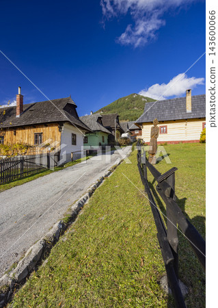 Vlkolinec village houses displaying traditional Slovak architecture Vlkolinec village houses displaying traditional Slovak architecture 143600066