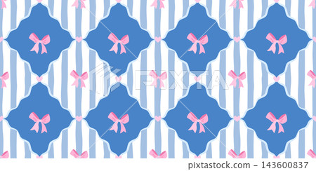 Seamless diamond girly for pink plaid check and heart bow pattern. Argyle print preppy for illustration y2k wallpaper and love harlequin design. Blue geometric vintage for backdrop rhombus ribbon. Seamless diamond girly for pink plaid check and heart bow pattern. Argyle print preppy for illustration y2k wallpaper and love harlequin design. Blue geometric vintage for backdrop rhombus ribbon. 143600837