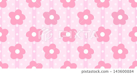 Kawaii heart gingham with vector pattern daisy and cute seamless flower. Girly pastel checkered with tiny kids vintage and blossom stripe wallpaper. Core girl texture with chamomile coquette dot. 143600884