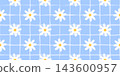 Kawaii daisy pattern and cute vector flower with gingham seamless girly. Heart bg summer and pastel damask easter with plaid simple background. Girl print fashion and core teen coquette. 143600957