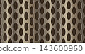 Gradient plate perforated and metal wall background with black texture hole. Realistic warning pegboard and hexagon sheet brushed with fabric wood grill. Bar material iron and frame carbon grey. 143600960
