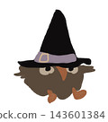 Owl wearing a witch's hat 143601384