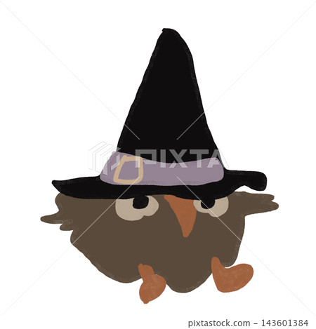 Owl wearing a witch's hat Owl wearing a witch's hat 143601384