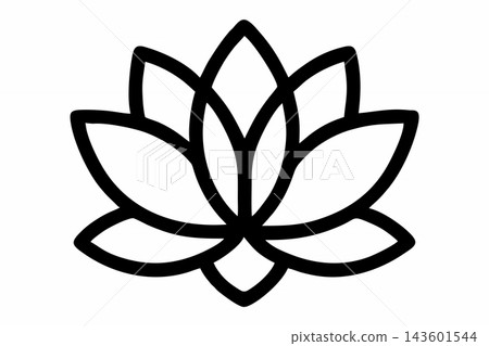 Minimalist Lotus Flower Line Art Icon Minimalist Lotus Flower Line Art Icon 143601544