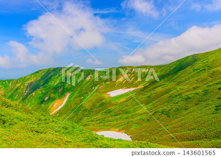 夏季,從宇波嶽山頂到月山山頂,有一條風景優美的遠足小徑,兩旁開滿了萱草,還能欣賞到白雪皚皚的山坡景色。 夏季,從宇波嶽山頂到月山山頂,有一條風景優美的遠足小徑,兩旁開滿了萱草,還能欣賞到白雪皚皚的山坡景色。 143601565