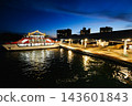 Miyajima Ferry Terminal at night and the docked ferries 143601843