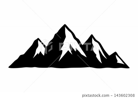Minimalist Mountain Range Vector Silhouette Icon Minimalist Mountain Range Vector Silhouette Icon 143602308