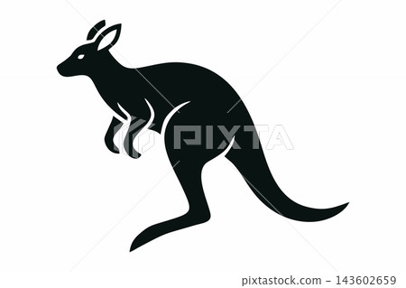 Standing Kangaroo Silhouette Vector Icon Standing Kangaroo Silhouette Vector Icon 143602659