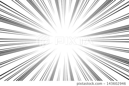 Black and white comic book and manga speed line background.  143602946