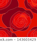 Spring colorful vector illustration with red roses. Cartoon style. Design for fabric, textile, paper. Holiday print for Easter, Birthday, 8 March. Flowers silhouette 143603429