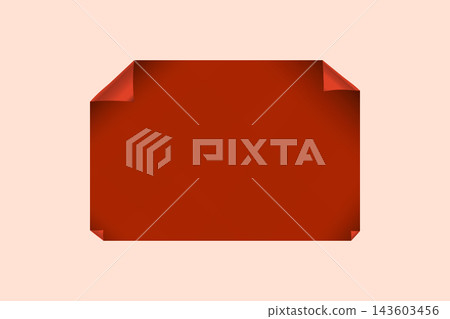 Page curl. Curled color paper. Blank sheet of ripped aged paper bright color corner. Copy space design for text, advertising, poster, wallpaper, backdrop. Printable lined and squared grid paper 143603456