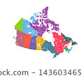 Map of Canada with states, sign silhouette. World Map Globe. Vector Illustration isolated on white background. North America continent 143603465