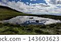 The breathtaking view of the Sky Pond in Ooshika Village, where the sky and clouds are reflected on the water's surface - Ooshika Village, Shimoina District, Nagano Prefecture, Japan 143603623