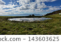 The breathtaking view of the Sky Pond in Ooshika Village, where the sky and clouds are reflected on the water's surface - Ooshika Village, Shimoina District, Nagano Prefecture, Japan 143603625
