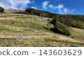 A landscape unfolding across vast mountain slopes and a path leading to a lake in the sky - Ooshika Village, Shimoina District, Nagano Prefecture, Japan 143603629