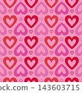 Seamless pattern with pink and red hearts, a cute, romantic background for Valentine's Day. 143603715
