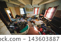 Exploring an abandoned slavic bedroom showing decay and neglect 143603887