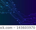 Abstract blue and ultraviolet glowing circuit board lines technology background 143603970