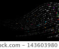Abstract smooth dotted wavy network on black background 143603980