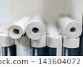 Close-up of wallpaper rolls in a home improvement store 143604072