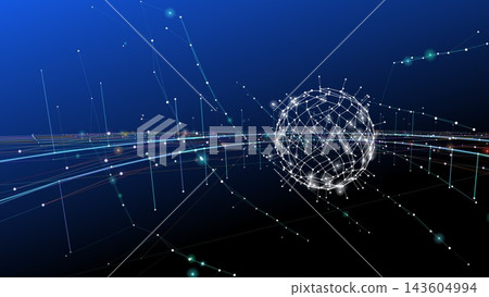 A digital space where spherical networks and lines of light intersect. A digital space where spherical networks and lines of light intersect. 143604994
