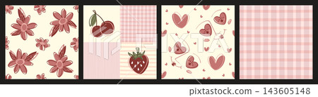Seamless girly patterns with whimsical doodles Seamless girly patterns with whimsical doodles 143605148