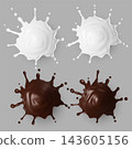 Realistic chocolate and milk splash with droplets 143605156