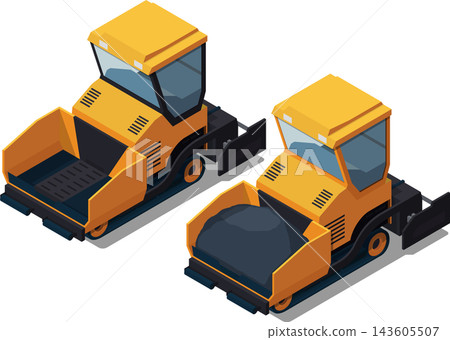 Asphalt paver road construction vehicle illustration Asphalt paver road construction vehicle illustration 143605507