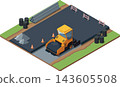 Road construction work isometric illustration 143605508