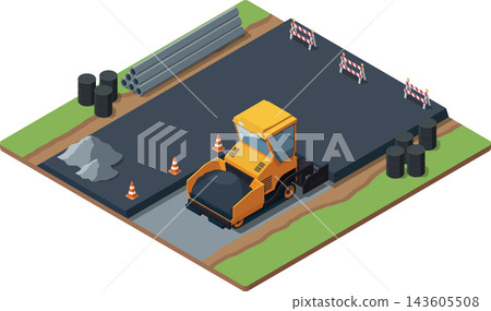 Road construction work isometric illustration Road construction work isometric illustration 143605508