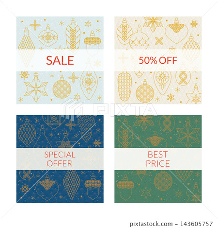 Collection of winter sale square banners with various tree decorations Collection of winter sale square banners with various tree decorations 143605757
