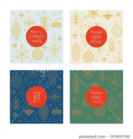 Collection of winter holidays cards, Christmas and New Year greeting cards 143605760