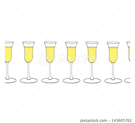elegant champagne glasses birthday seamless border horizontal colored hand drawn illustration. Vector graphic line ink art. Sample poster, invitation, holiday banner, postcard. elegant champagne glasses birthday seamless border horizontal colored hand drawn illustration. Vector graphic line ink art. Sample poster, invitation, holiday banner, postcard. 143605762